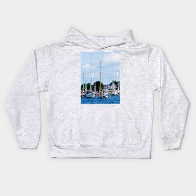 Wickford RI - Village Dock Kids Hoodie by SusanSavad